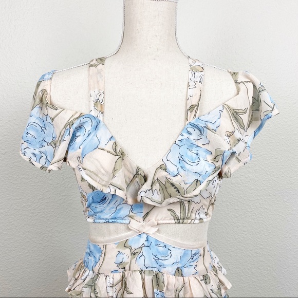 For Love & Lemons Cadence Maxi Dress Ruffle Floral - Picture 2 of 16